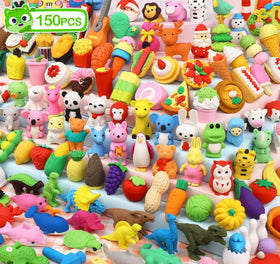 Hinzer 150-pack animal erasers box-front for classroom rewards and party favors.