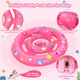 HINZER baby pool float with 360° protection and dual air chambers for stability