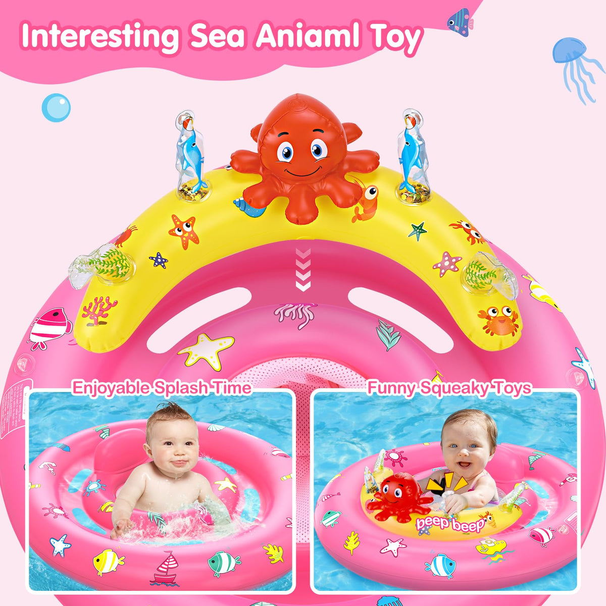 HINZER baby pool float with seaweed bells for sensory play