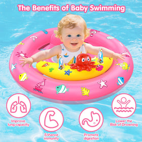 HINZER baby pool float with sparkly dolphin and bells to spark curiosity
