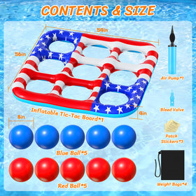 Hinzer family enjoying patriotic pool game in sunny water
