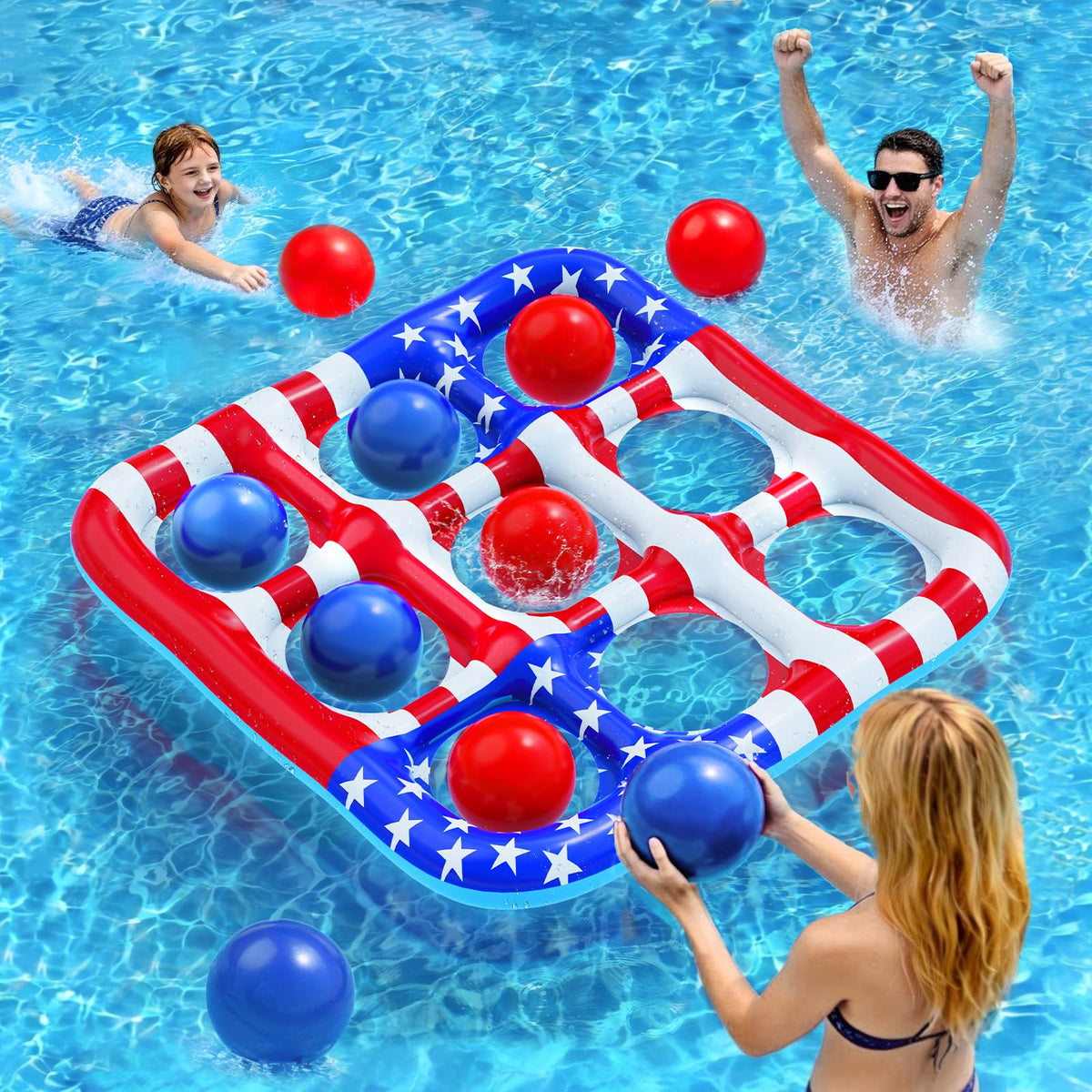 Hinzer giant US flag pool board ready for family games