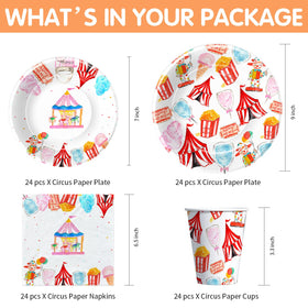 HIPVVILD Circus 7-inch dessert plate for sweet party treats.
