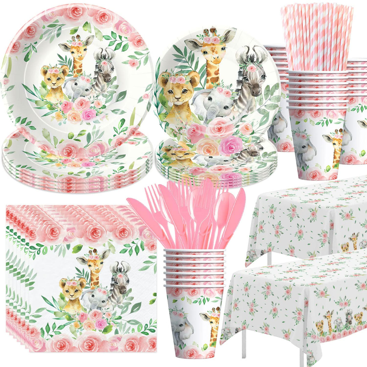 HIPVVILD safari dinner plate for a stylish party table with jungle leaves and animals