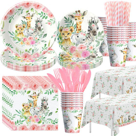 HIPVVILD safari dinner plate for a stylish party table with jungle leaves and animals