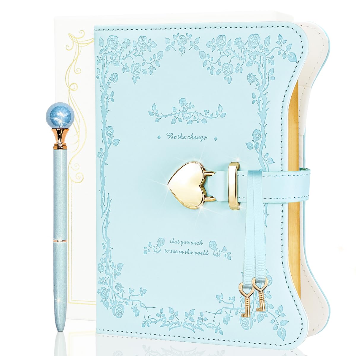 hi!SCI diary with rose garden cover and golden lock for private journaling and reflection
