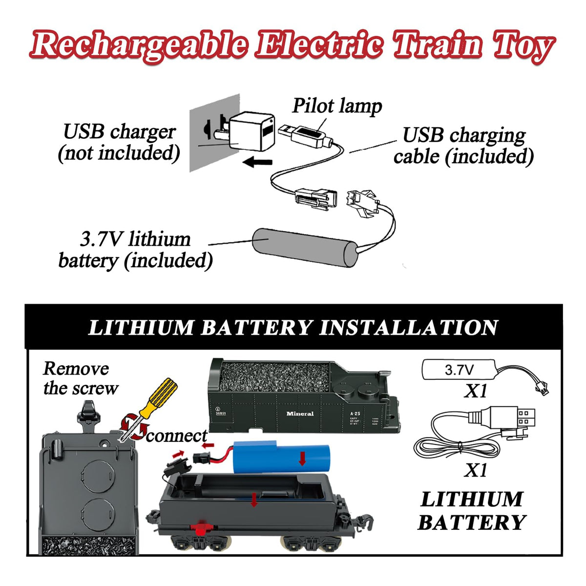 Hitish train set rechargeable battery powers longer play sessions