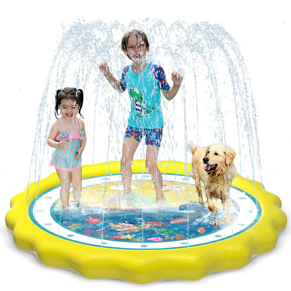 Hitop Kids Splash Pad 60-inch ocean-themed backyard cooling fun