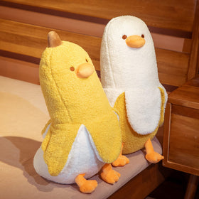 hitoshe Banana Duck Plush close-up shows soft fabric