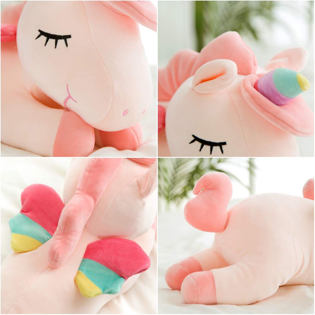 Hitoshe soft velvet unicorn pillow provides comfortable support during reading.