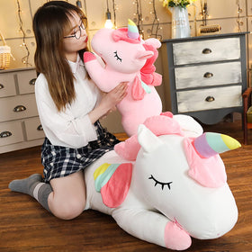 hitoshe unicorn plush decor brightens a bed or sofa with whimsy.