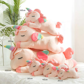 Hitoshe unicorn plush toy doubles as a cuddly hug pillow for calm moments.