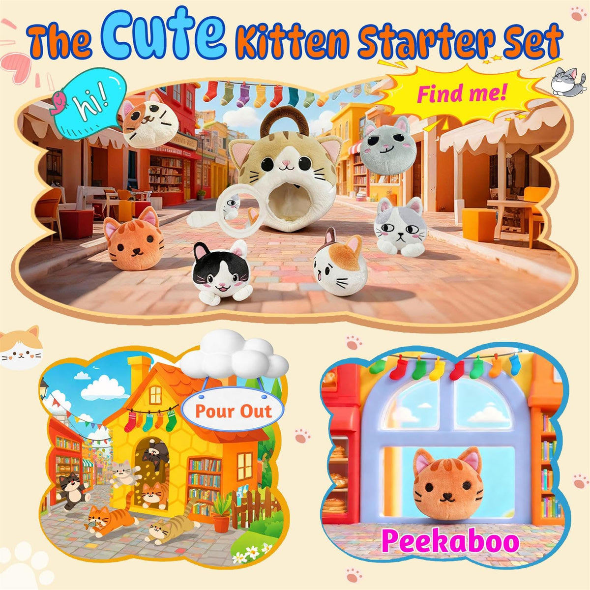 Hittaty cat house with carry hook and door for on-the-go play