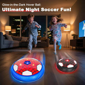 HitToys hover soccer ball in action on smooth tile for indoor play