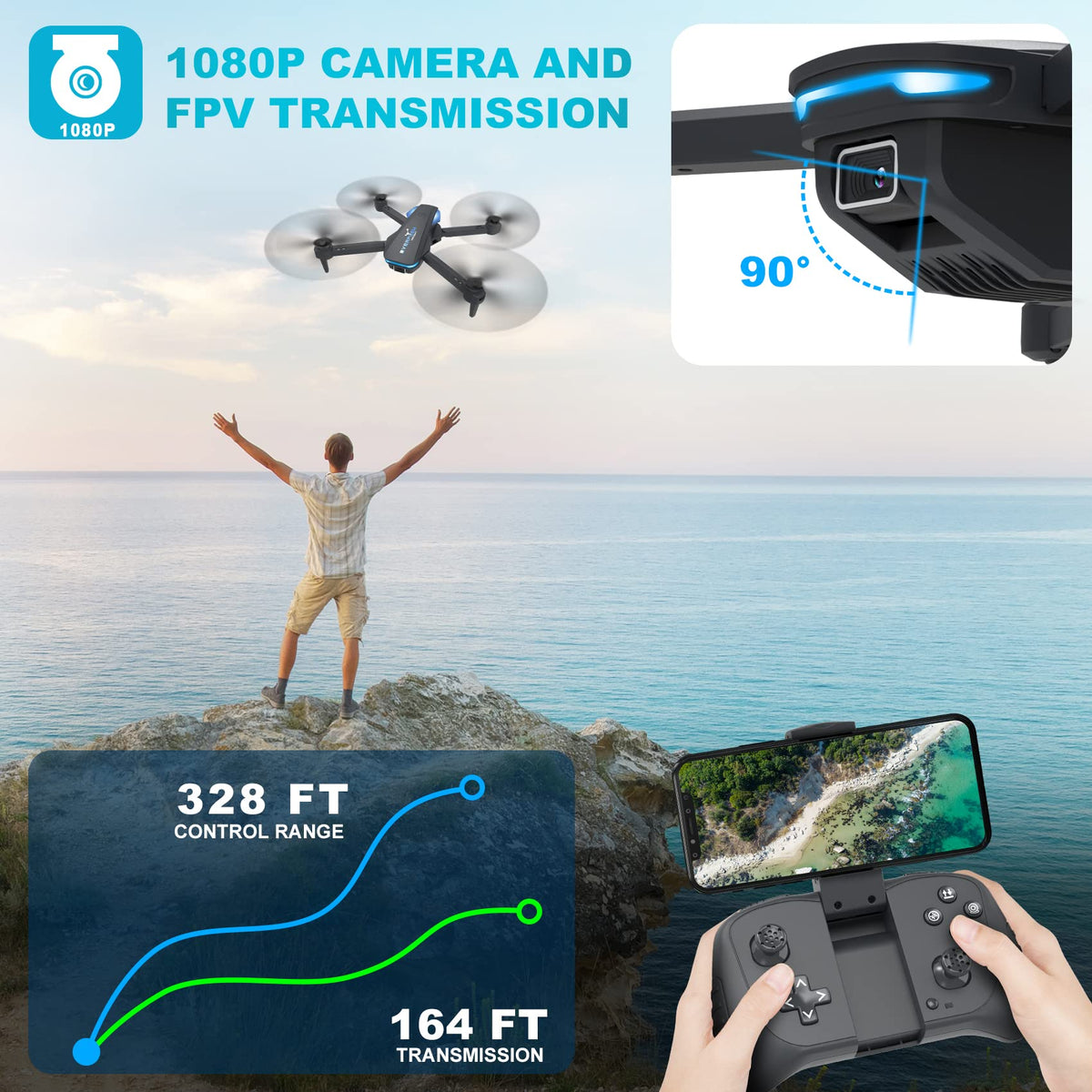 Hiturbo drone ships with two batteries for extended flying time.