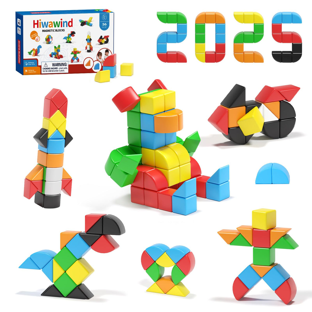 Hiwawind 56pcs magnetic blocks for creative play