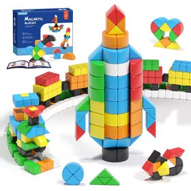 Hiwawind 84-piece rainbow magnetic blocks for open-ended building and color recognition.