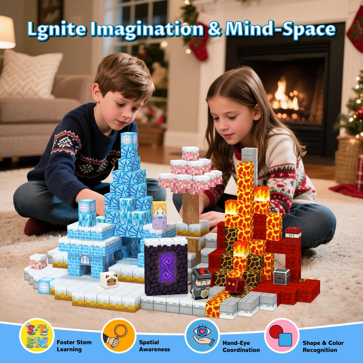 Hiwawind kids building with magnetic blocks encourages collaboration