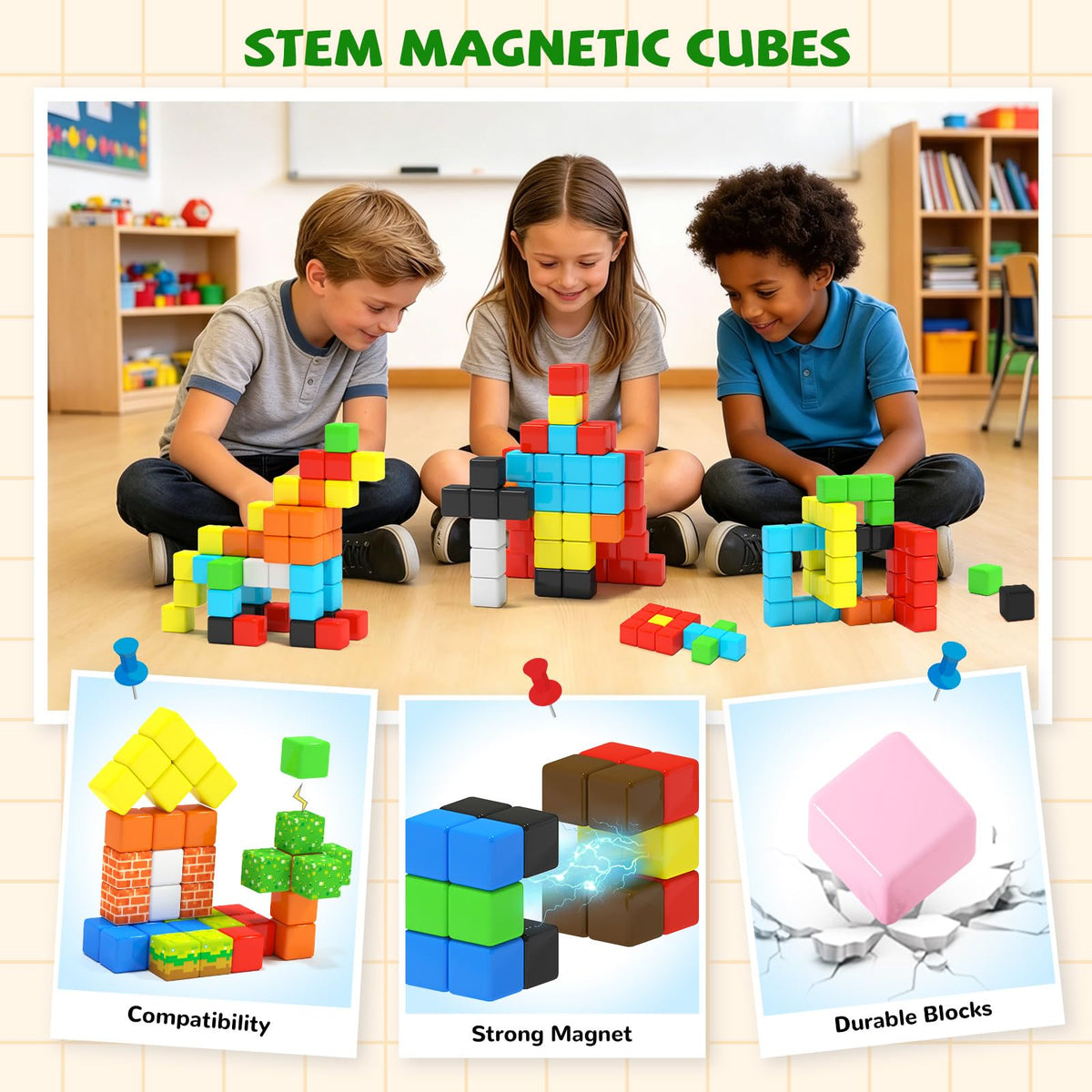 Hiwawind magnetic blocks 40pcs, ASMR-click sounds enhance sensory play
