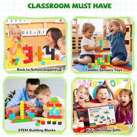 Hiwawind magnetic blocks 40pcs, classroom-ready ideal for STEM learning centers