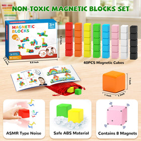 Hiwawind magnetic blocks 40pcs, colorful cubes for collaborative building fun