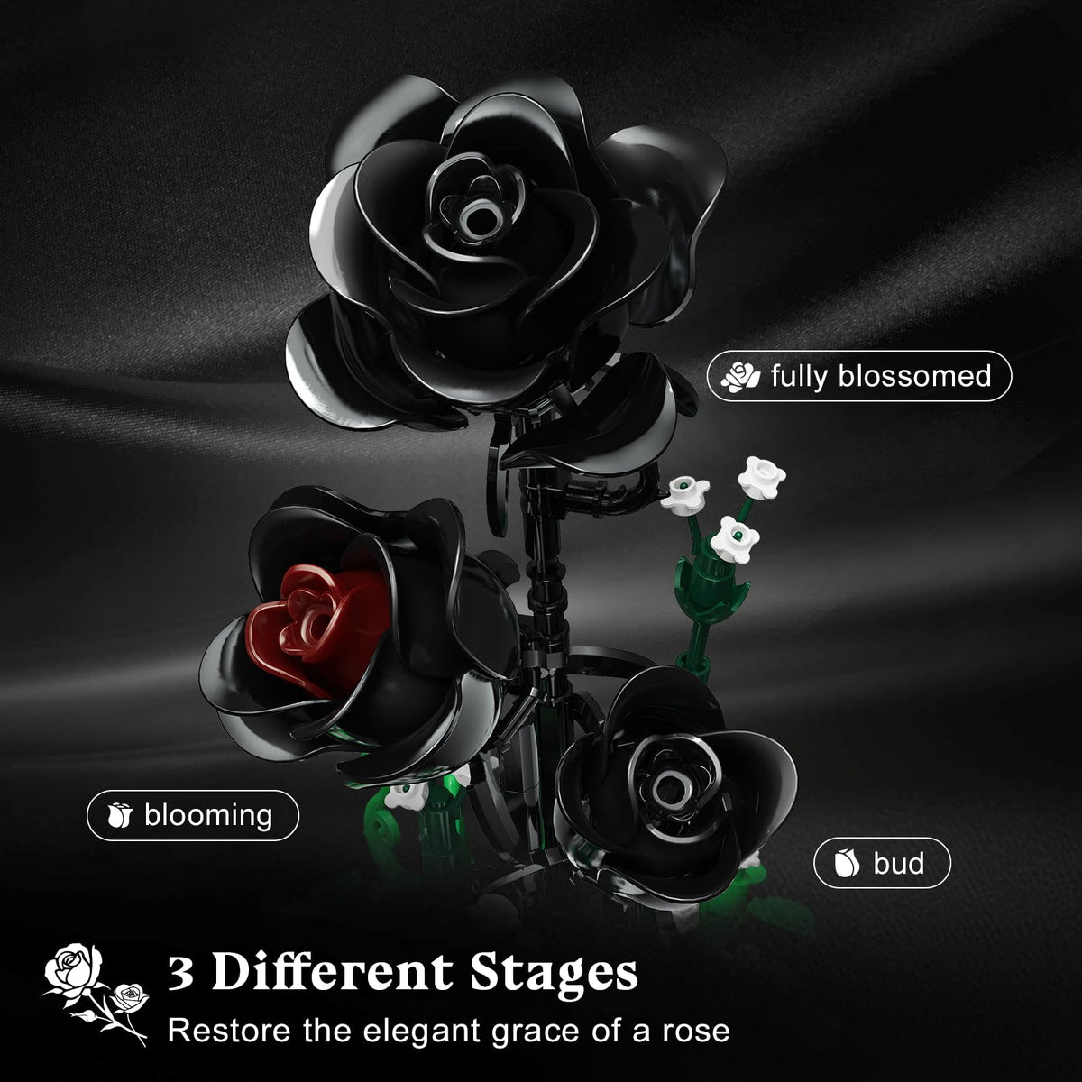 HiWEEGO adjustable petals allow bud-to-bloom posing for display versatility.