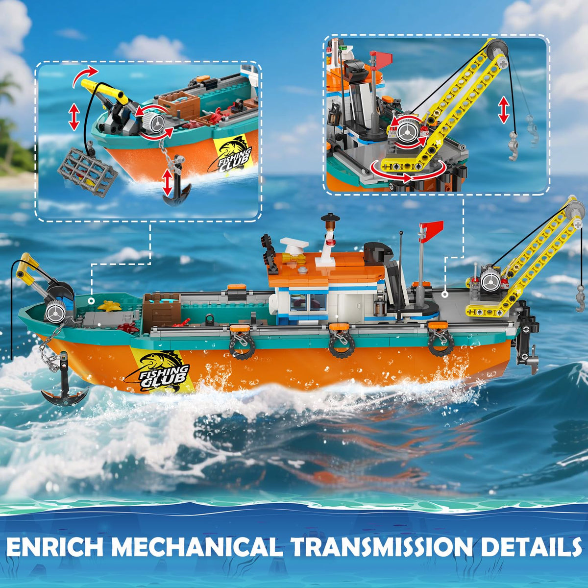 HiWEEGO cranes lift fish cages for precise, hands-on play.
