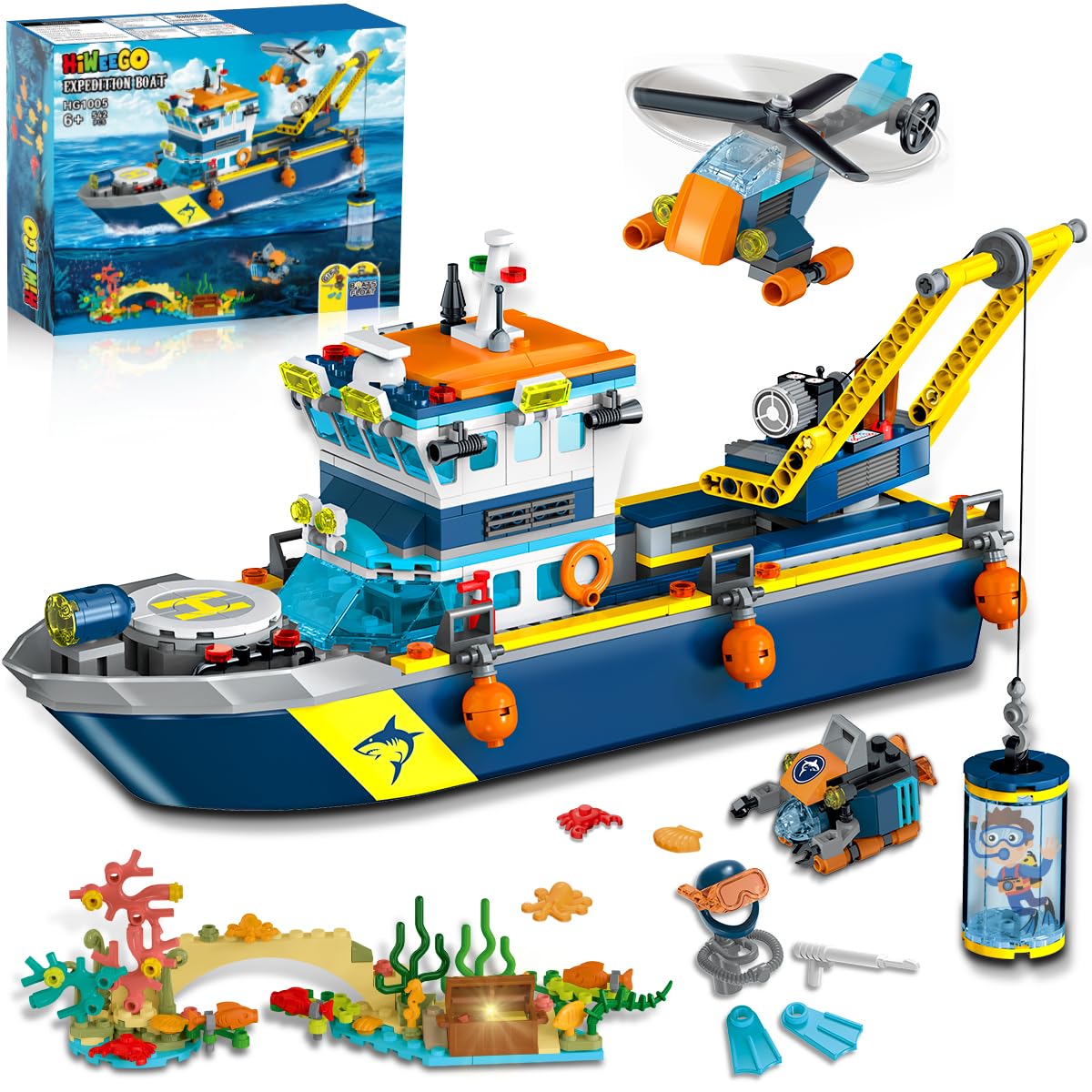 HiWEEGO City Floatable Boat with LED lights enhances underwater adventure play