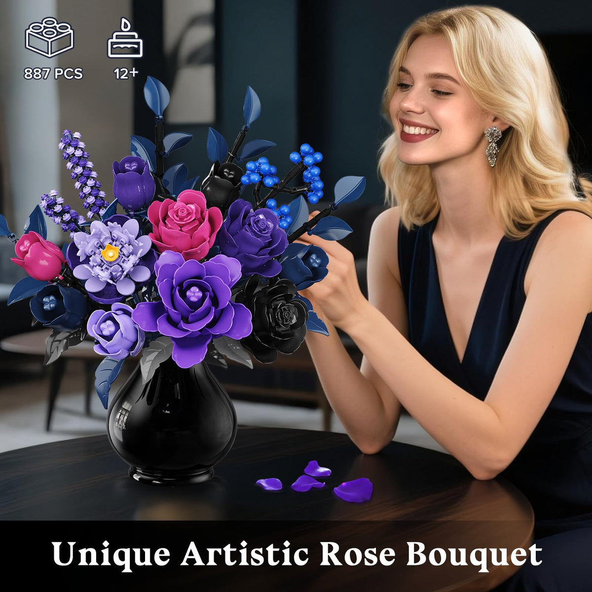 HiWEEGO purple flower collection reveals intricate petals for elegant room accents.