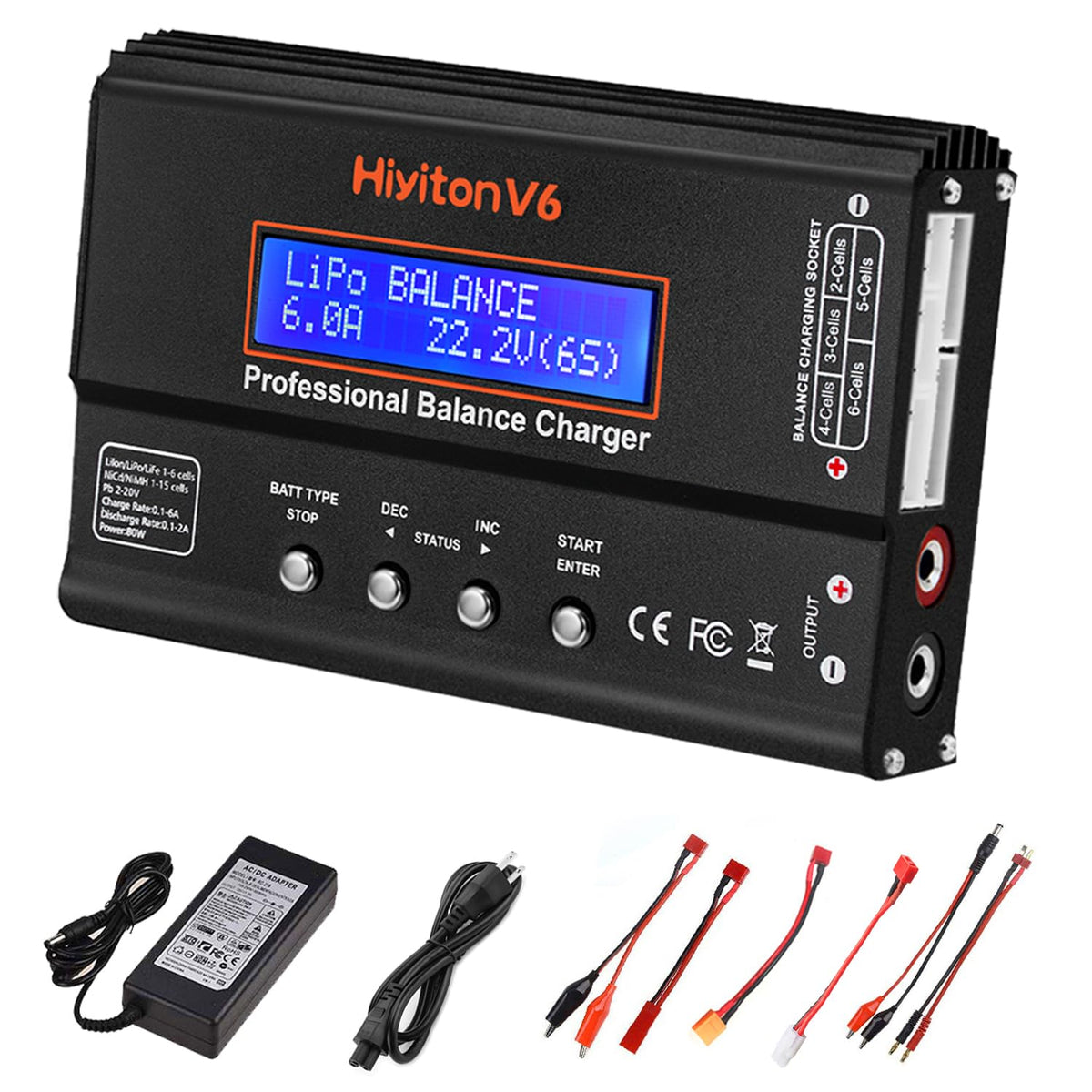 Hiyiton Lipo Charger front view shows compact design and easy-to-reach ports.