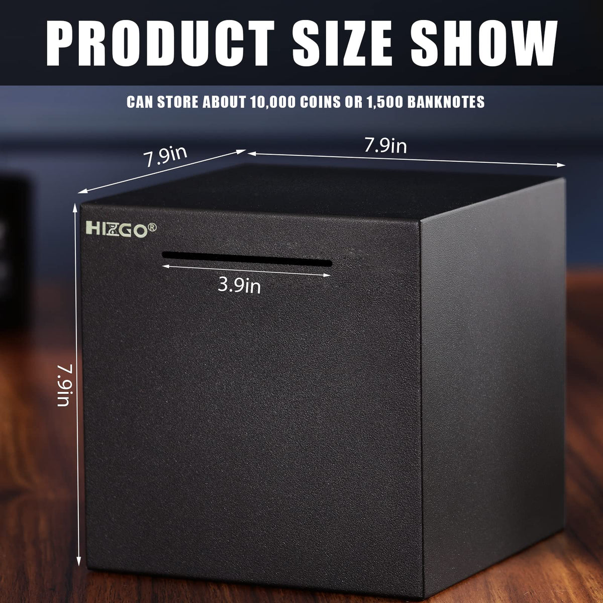Hizgo piggy bank with glittery powder coating for premium look.