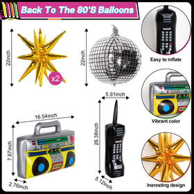 HJINGY 80s gold explosion star foil balloons brighten the space