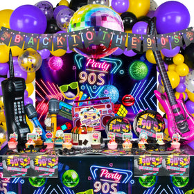 HJINGY 90s banner and backdrop for retro party ambiance