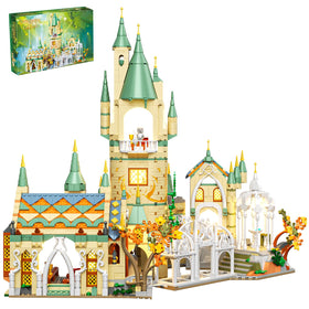 HJPLPXH Magic Medieval Castle Architecture building pieces up close for creative assembly.