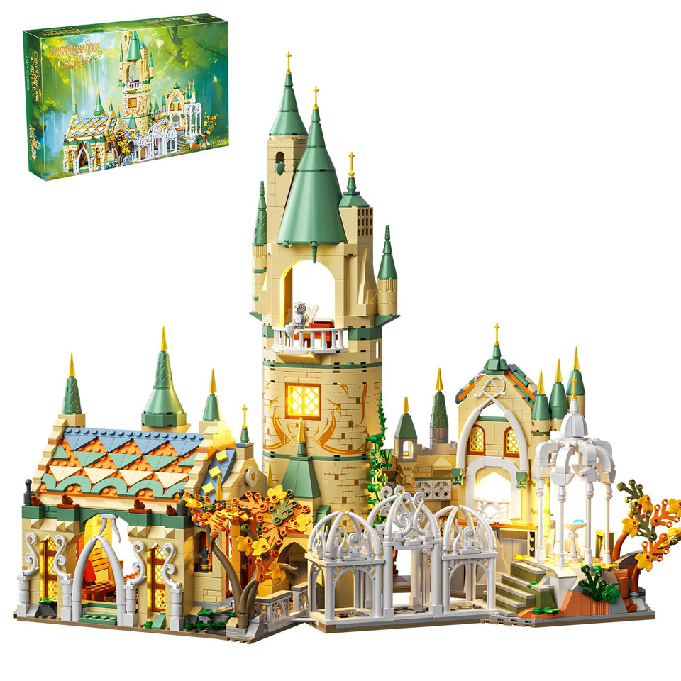 HJPLPXH Magic Medieval Castle Architecture Set cover showing intricate design for display and collection.