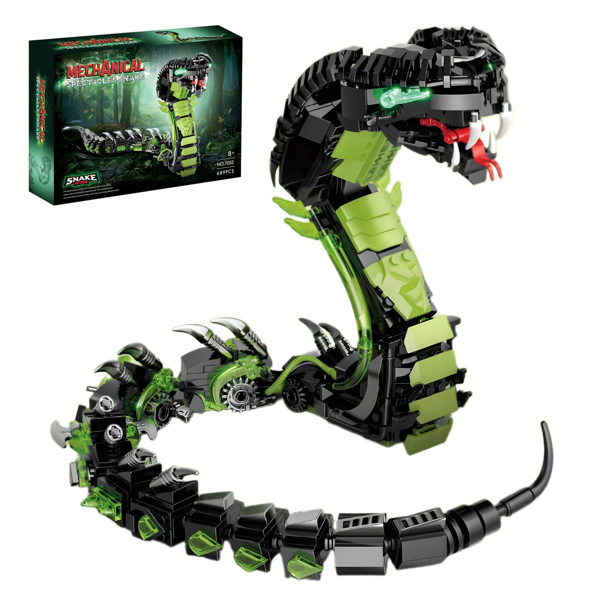 HJPLPXH mechanical cobra build set shown as a complete desk model for display and play