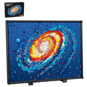 HJPLPXH Milky Way Galaxy mini bricks assembly view for a stunning cosmic art centerpiece.
