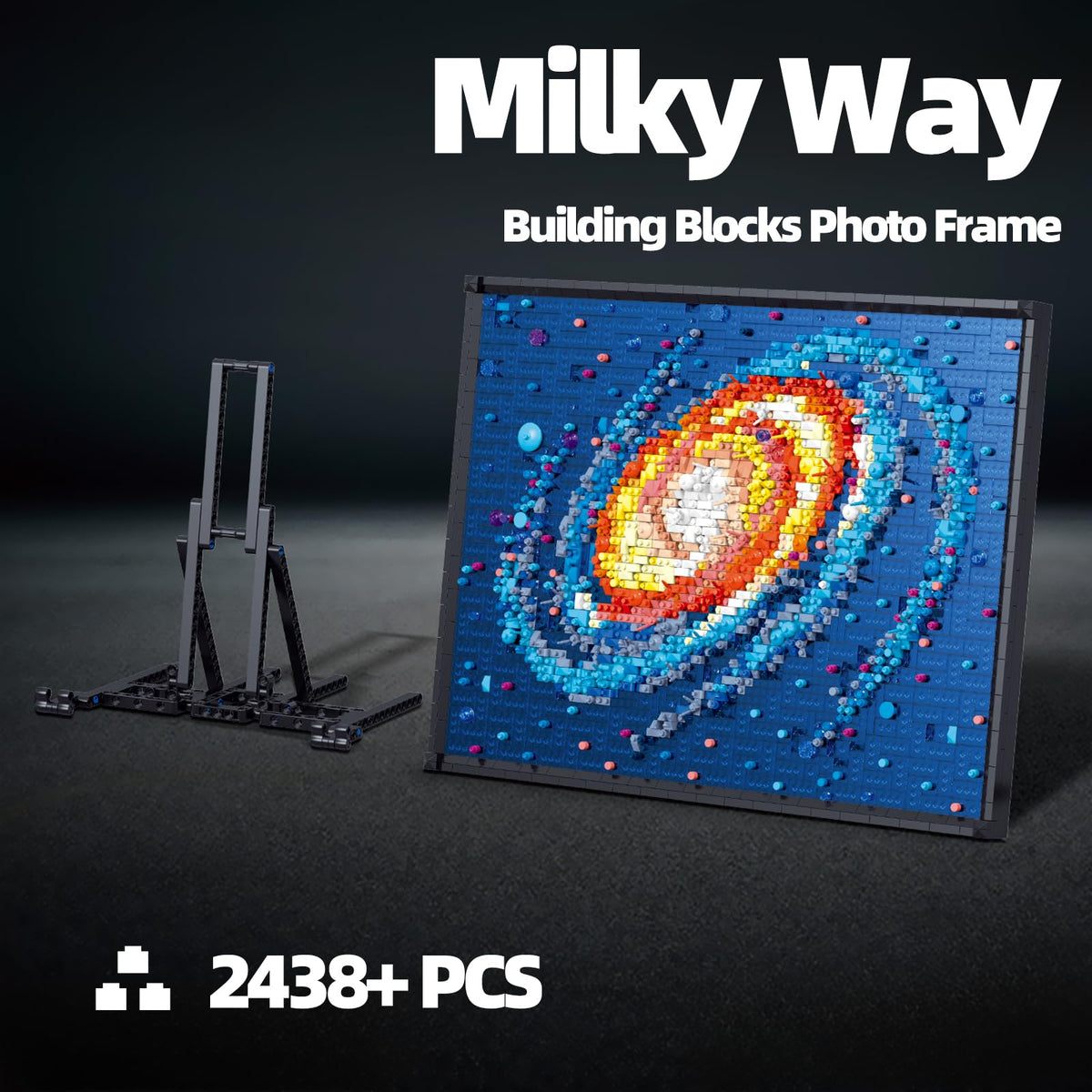 HJPLPXH Milky Way Galaxy mini bricks close-up highlighting vibrant nebula colors.