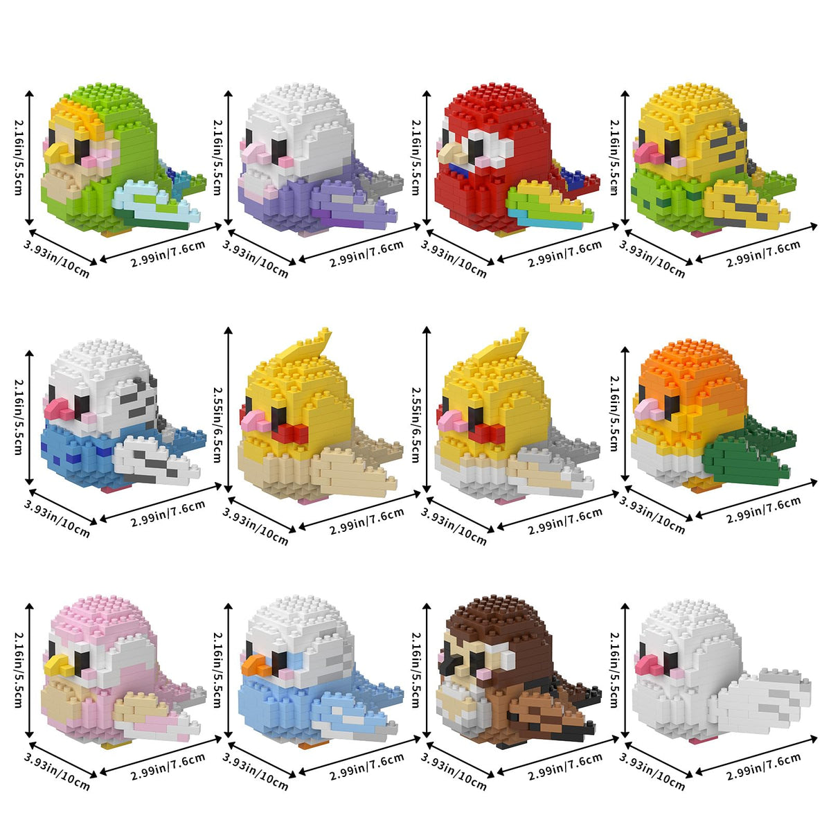 HJPLPXH parrots mini block set box 2: colorful birds inspire creativity and color learning