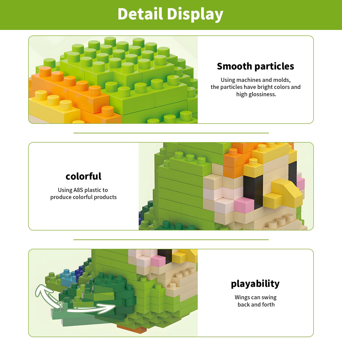 HJPLPXH parrots mini block set colors: color variety supports pattern recognition and storytelling