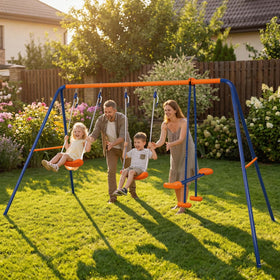 HLC swing set supports up to 440 pounds for family-friendly play