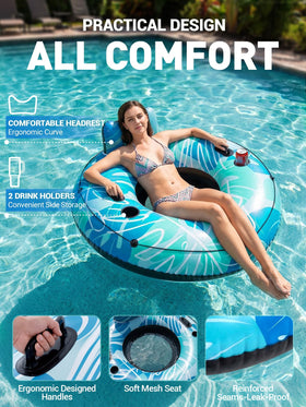 HLDIRECT river tube with dual grab handles for improved stability