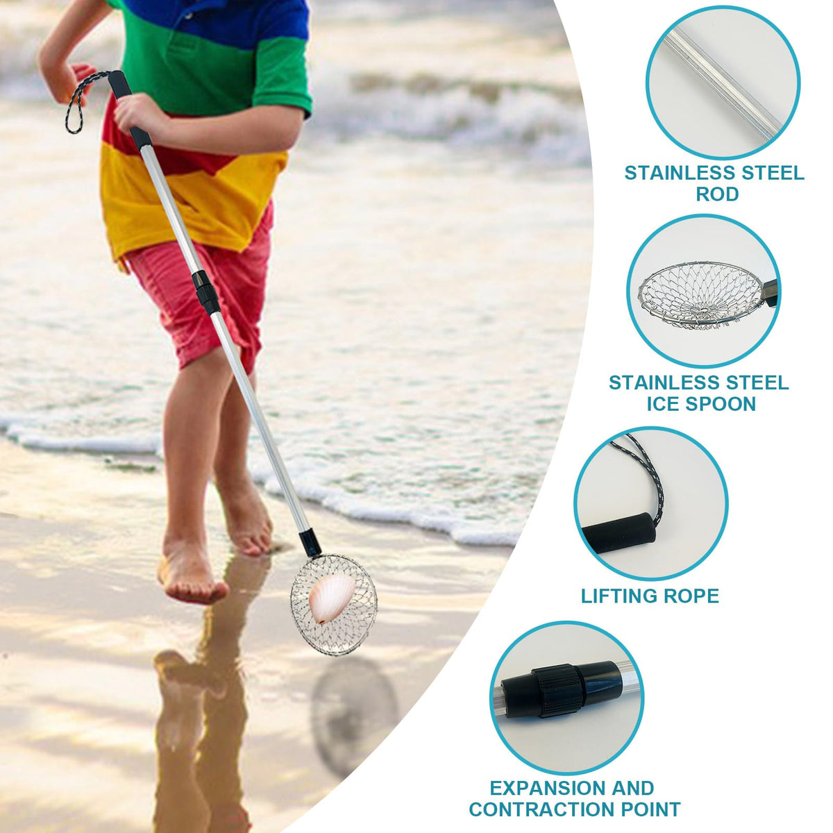 Hlimior aluminum pole is lightweight yet strong for long beach sessions.