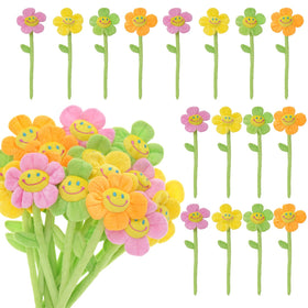 Hlimior pastel plush sunflowers bouquet with bendable stems for nursery decor