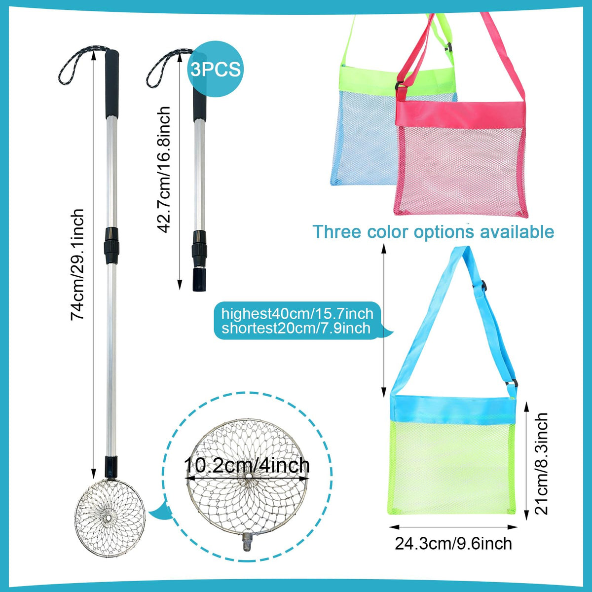 Hlimior sifter with mesh head for quick shells and small finds on the shore.
