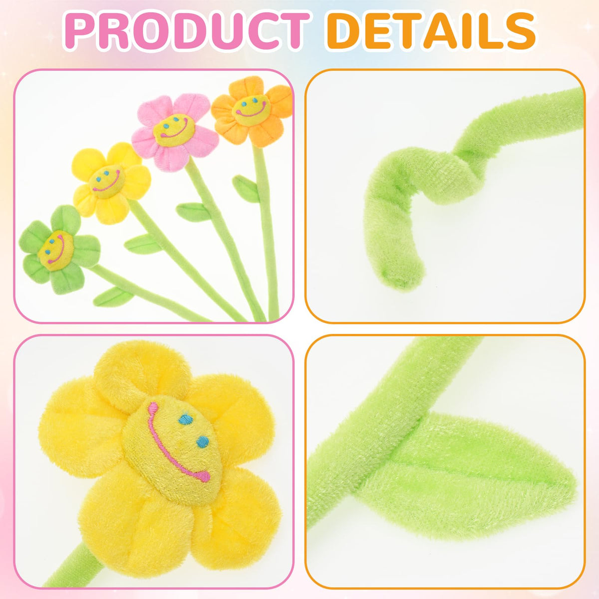 Hlimior smiley-face plush sunflower adds cheerful focal point