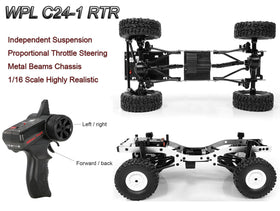 HLSFWDRIVE WPL C24-1 metal chassis supports rugged climbs