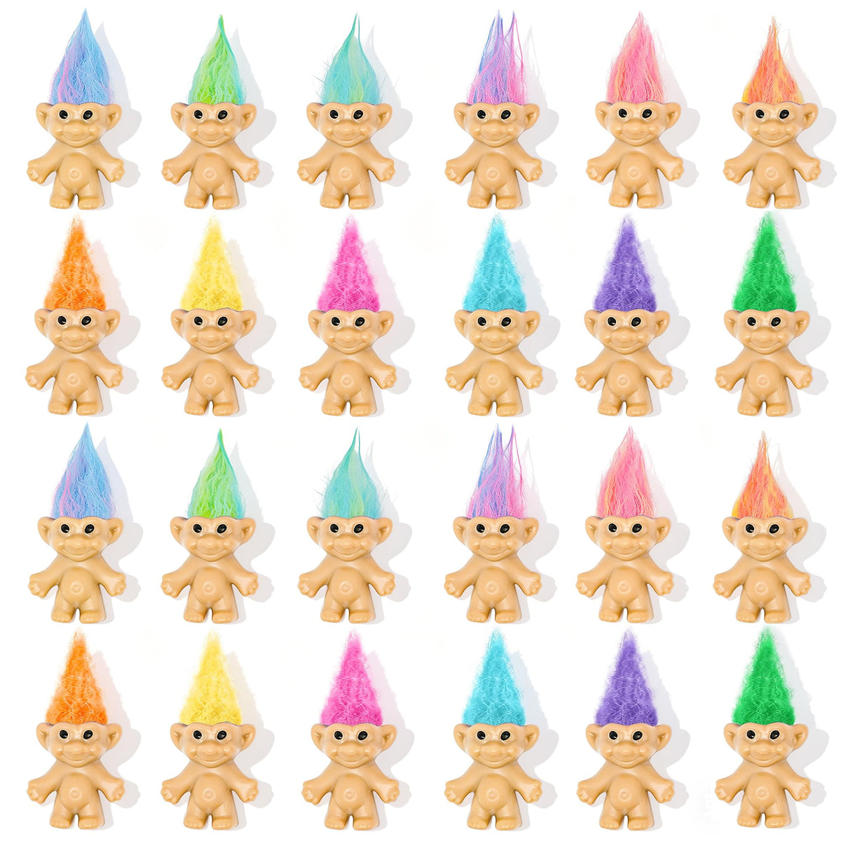 HLXGFCAI 30-piece lucky troll dolls with colorful hair for classroom prizes