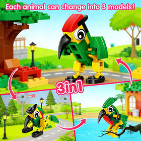 HLXGFCAI mini animal builders with instruction manuals for quick setup.