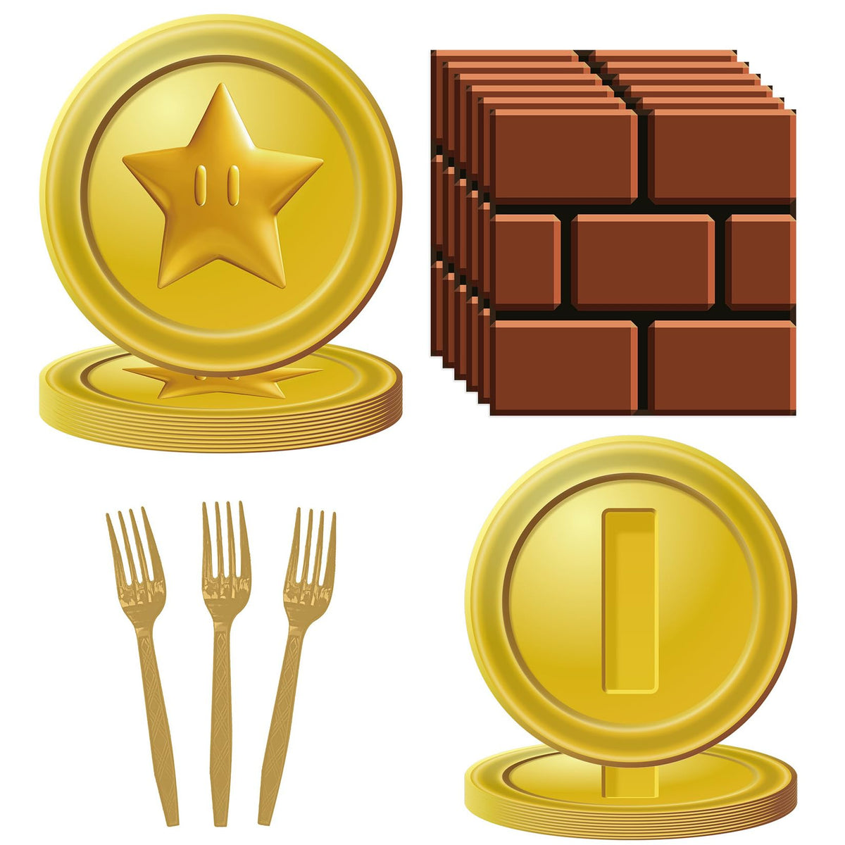 HMJDZH Mario Bros dinner plates with rose gold foil for a festive tablescape